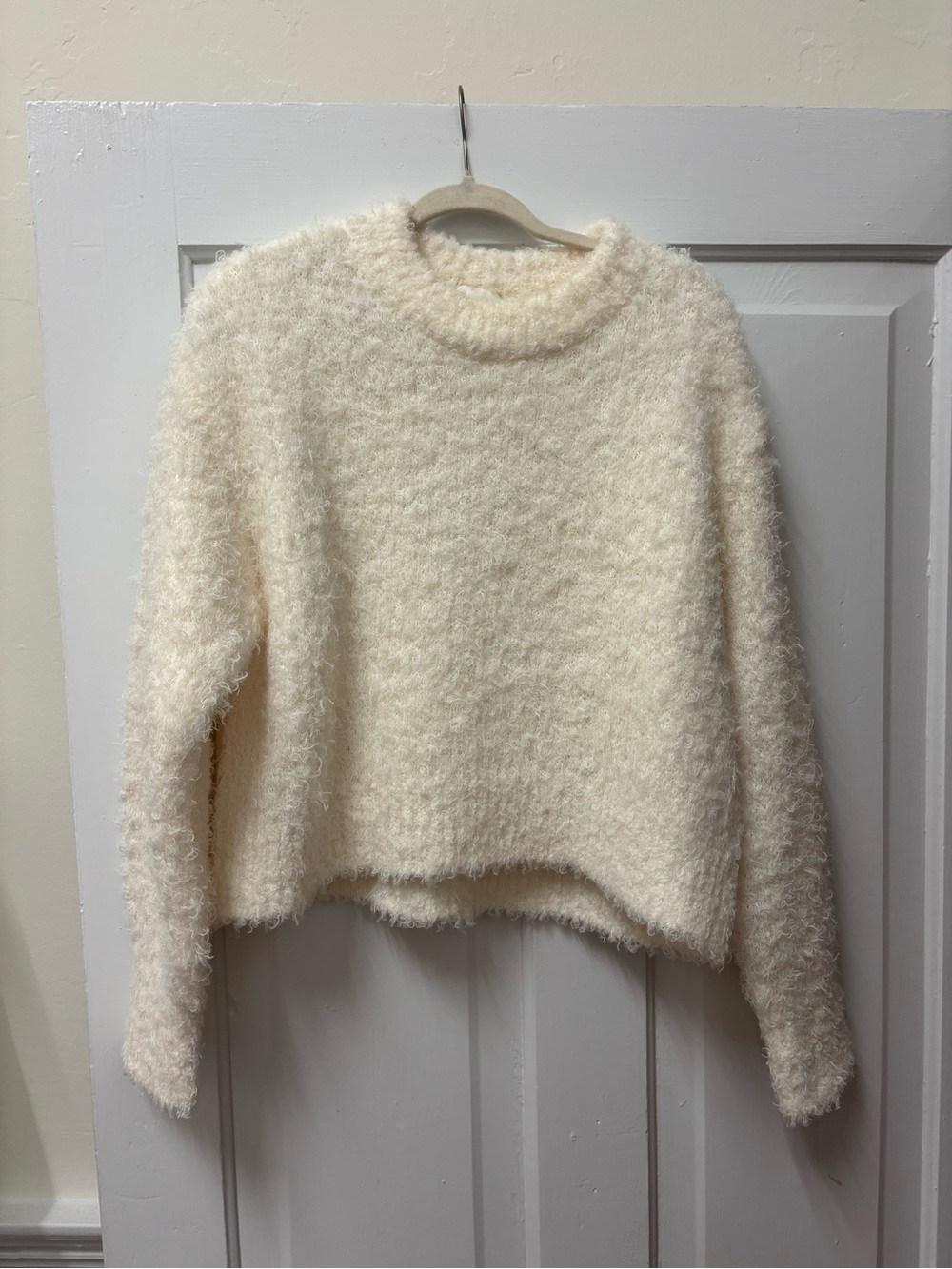 H&M Cream Fuzzy Crewneck Sweater